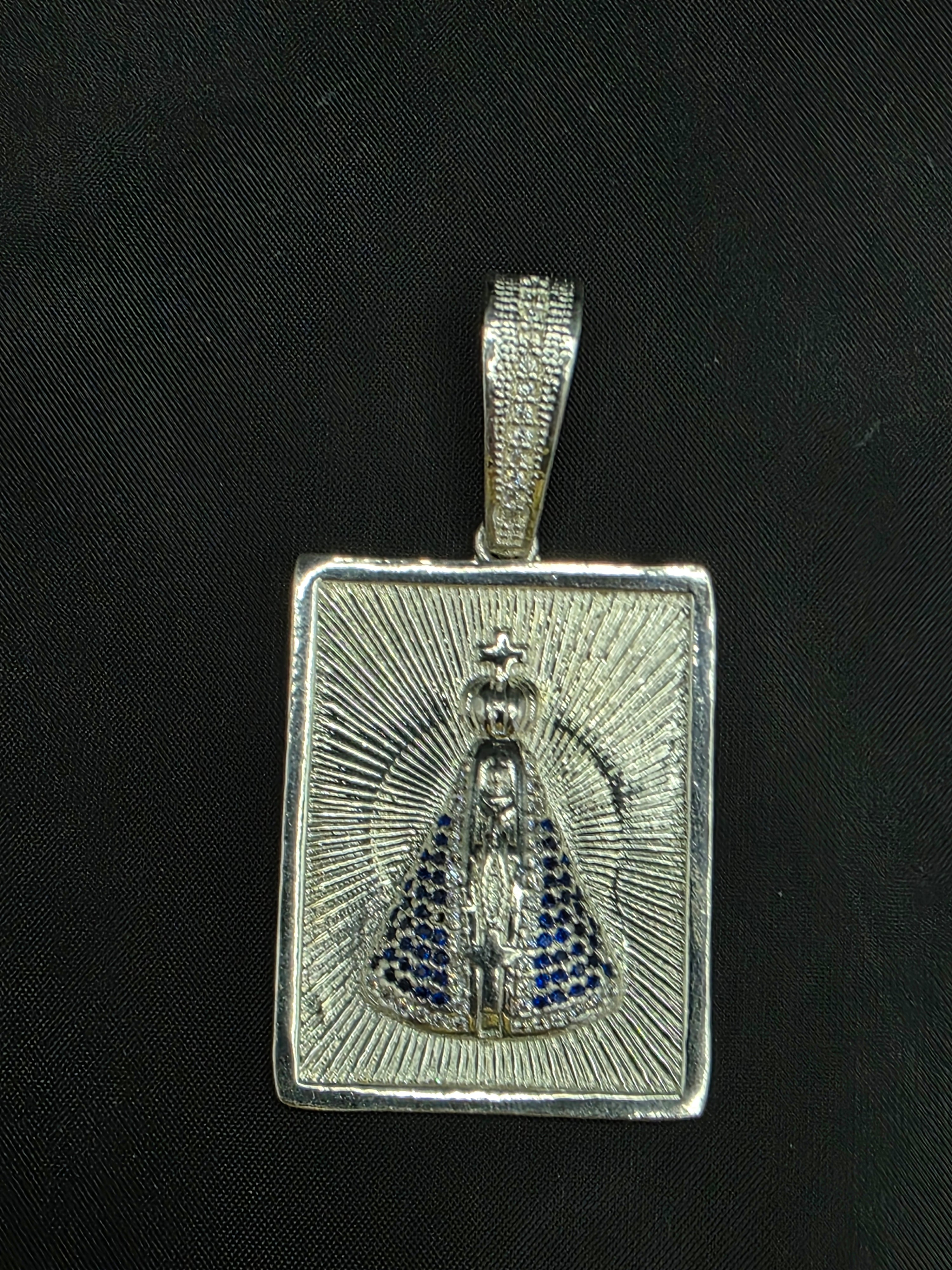 Colgante virgen con microcircones azules